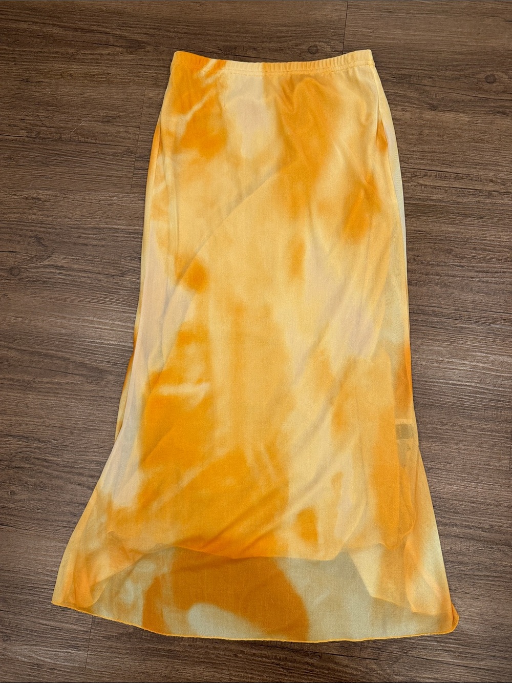 Yellow Orange Tie-Dye Mesh Skirt Size Medium